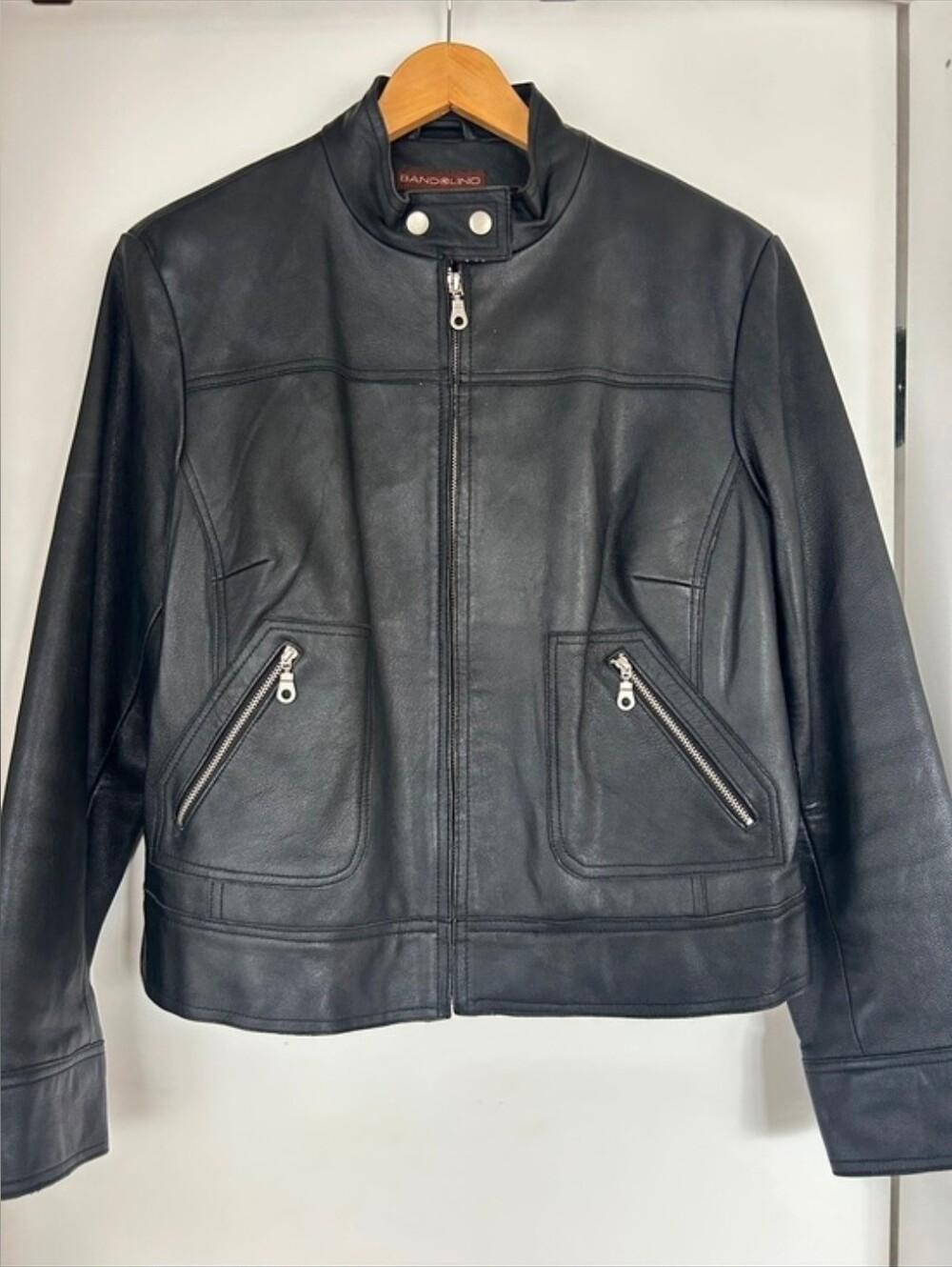 Bandolino Black Leather Zip-Front Moto Jacket SZ XL Excellent Preowned Condition